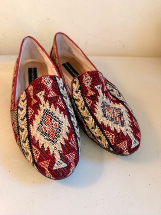Steve Madden Shoes - Steve Madden Red Patterned Woven Slip-On Loafers